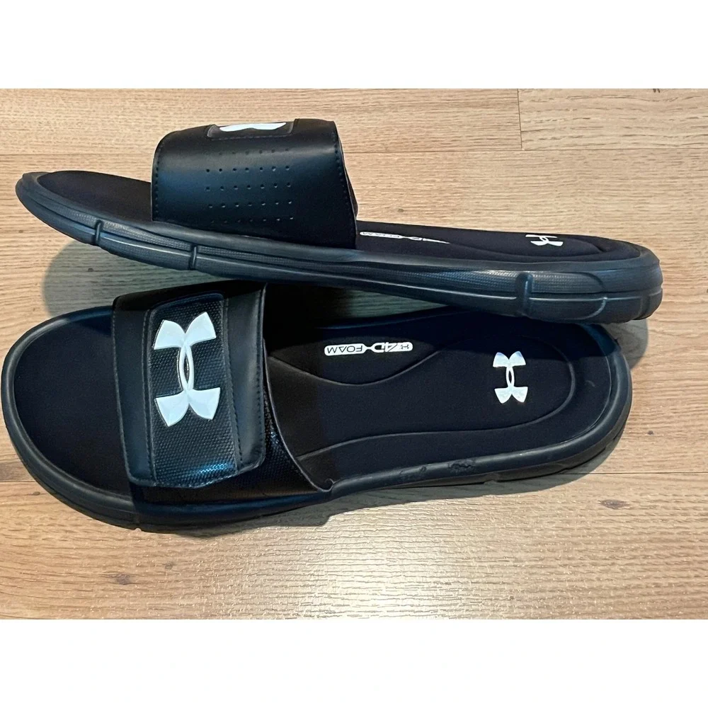 Under Armour Ignite 4D Slide Sandals Mens 13 Black Comfort Recovery Slip-On